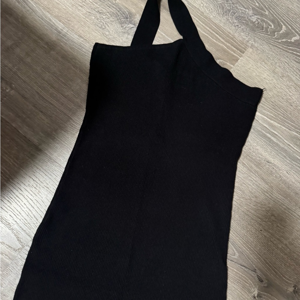 Forever 21 Black Ribbed Halter-Neck Midi Dress